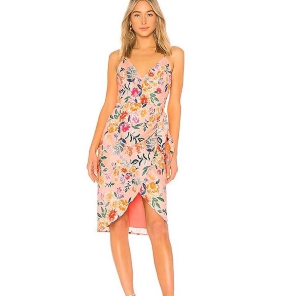 Lovers and Friends Floral Pink Wrap Dress